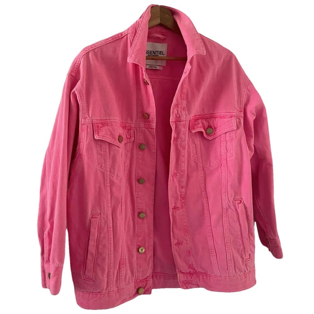 Essentiel Antwerp Pink Denim Button Up Jacket Size 42 RETAIL $680+ - Picture 4 of 6